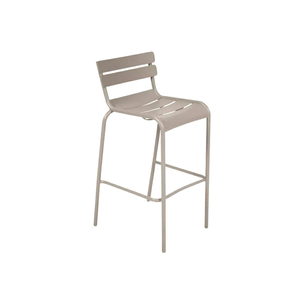 SOLARA Outdoor Bar Stool - Lightweight Aluminum Frame, Rust-Resistant Coating, Stacks Up to 6 Chairs, Perfect for Balcony, Patio & Dining Spaces - Khaki