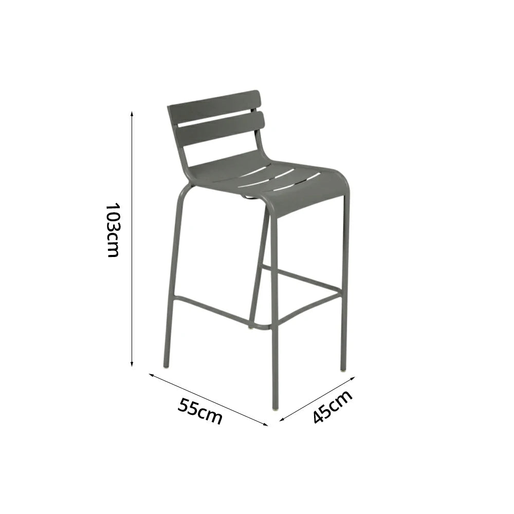 SOLARA Outdoor Bar Stool - Lightweight Aluminum Frame, Rust-Resistant Coating, Stacks Up to 6 Chairs, Perfect for Balcony, Patio & Dining Spaces - Grey