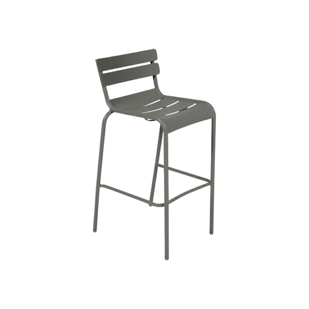 SOLARA Outdoor Bar Stool - Lightweight Aluminum Frame, Rust-Resistant Coating, Stacks Up to 6 Chairs, Perfect for Balcony, Patio & Dining Spaces - Grey