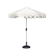 SOLARA Outdoor Patio Umbrella - 210/250cm Double-Layer Canopy with Elegant Valance, Brushed Aluminium Frame, Sunshade & Rain Protection, Water-Filled Base Included - White