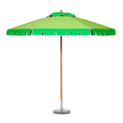 SOLARA Outdoor Patio Umbrella - 210/250cm Single-Layer Canopy with Elegant Valance, Brushed Aluminium Frame, Sunshade & Rain Protection, Water-Filled Base Included - Green