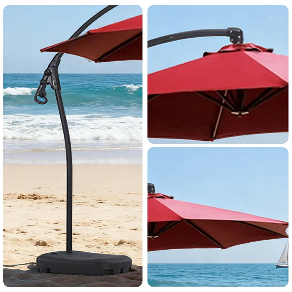 SOLARA Outdoor Patio Umbrella - 3.0m Round Cantilever Canopy with Reinforced Rib Design, Adjustable Offset Arm, Sunshade & Rain Protection, Water-Filled Base Included - Red