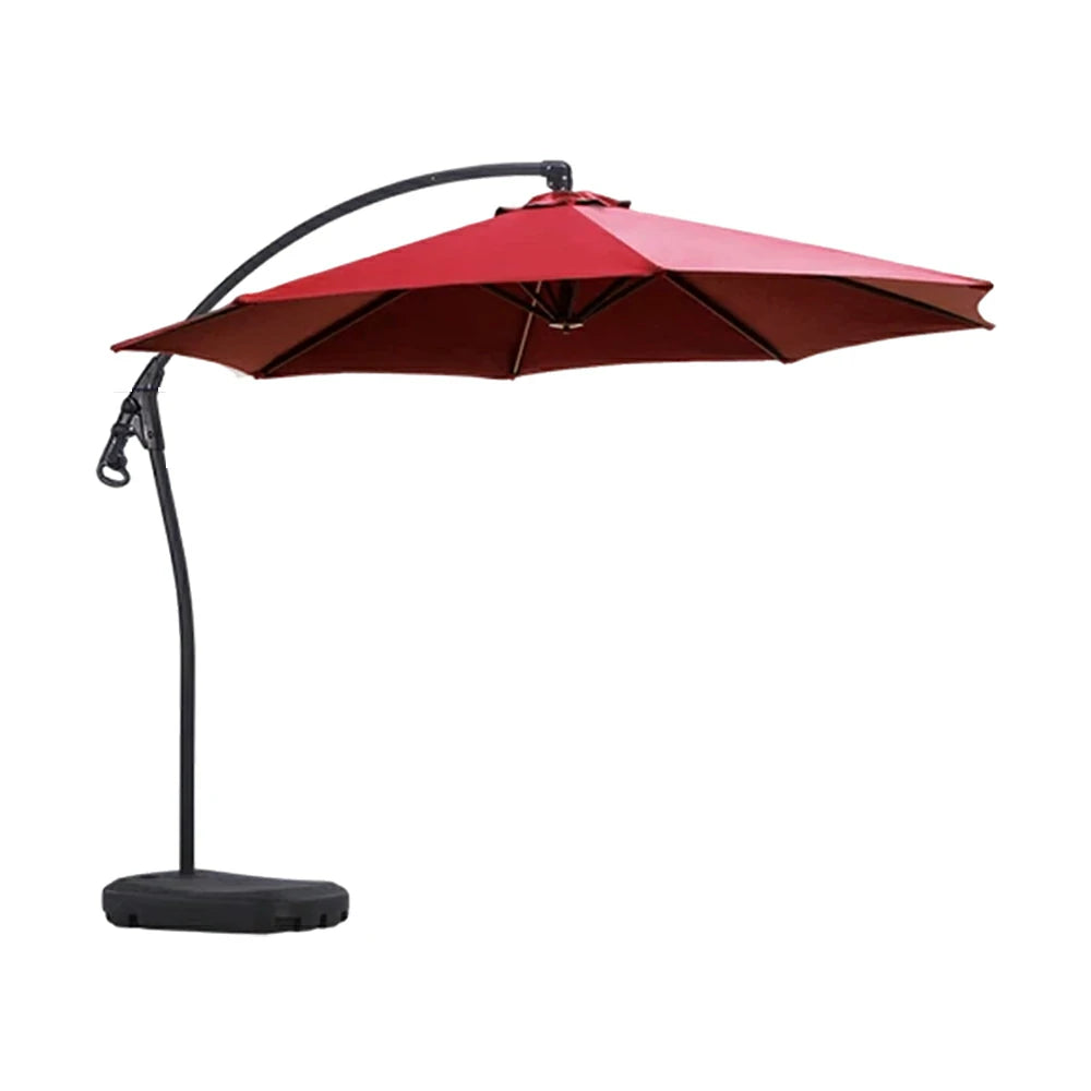 SOLARA Outdoor Patio Umbrella - 3.0m Round Cantilever Canopy with Reinforced Rib Design, Adjustable Offset Arm, Sunshade & Rain Protection, Water-Filled Base Included - Red