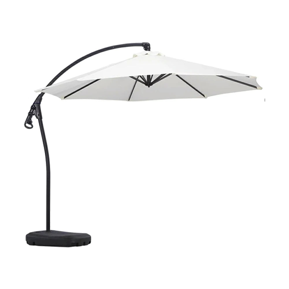 SOLARA Outdoor Patio Umbrella - 3.0m Round Cantilever Canopy with Reinforced Rib Design, Adjustable Offset Arm, Sunshade & Rain Protection, Water-Filled Base Included - White
