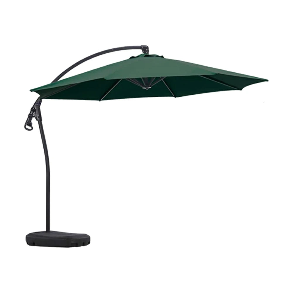 SOLARA Outdoor Patio Umbrella - 3.0m Round Cantilever Canopy with Reinforced Rib Design, Adjustable Offset Arm, Sunshade & Rain Protection, Water-Filled Base Included - Green