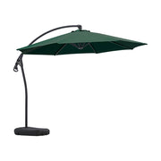 SOLARA Outdoor Patio Umbrella - 3.0m Round Cantilever Canopy with Reinforced Rib Design, Adjustable Offset Arm, Sunshade & Rain Protection, Water-Filled Base Included - Green