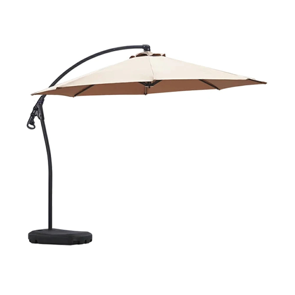SOLARA Outdoor Patio Umbrella - 3.0m Round Cantilever Canopy with Reinforced Rib Design, Adjustable Offset Arm, Sunshade & Rain Protection, Water-Filled Base Included - Khaki