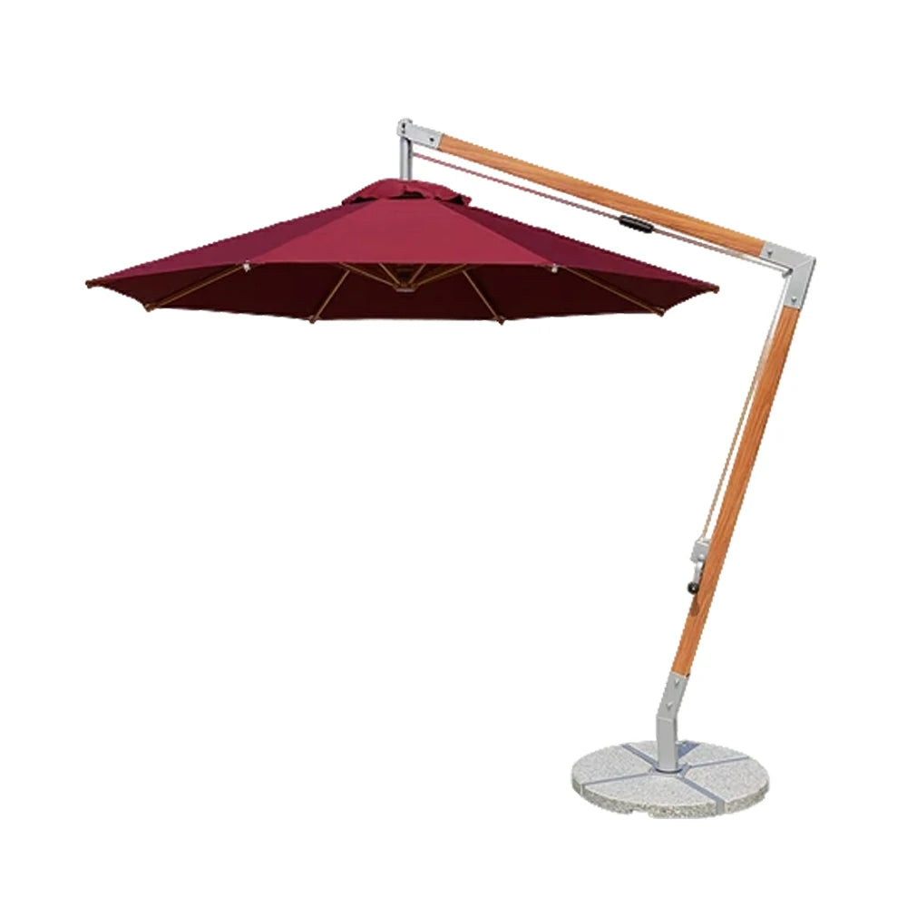 SOLARA Outdoor Patio Umbrella - 250/300cm Round Canopy Model Standard Version with Reinforced 8-Rib Design, Adjustable Cantilever Arm, Sunshade & Rain Protection - Red
