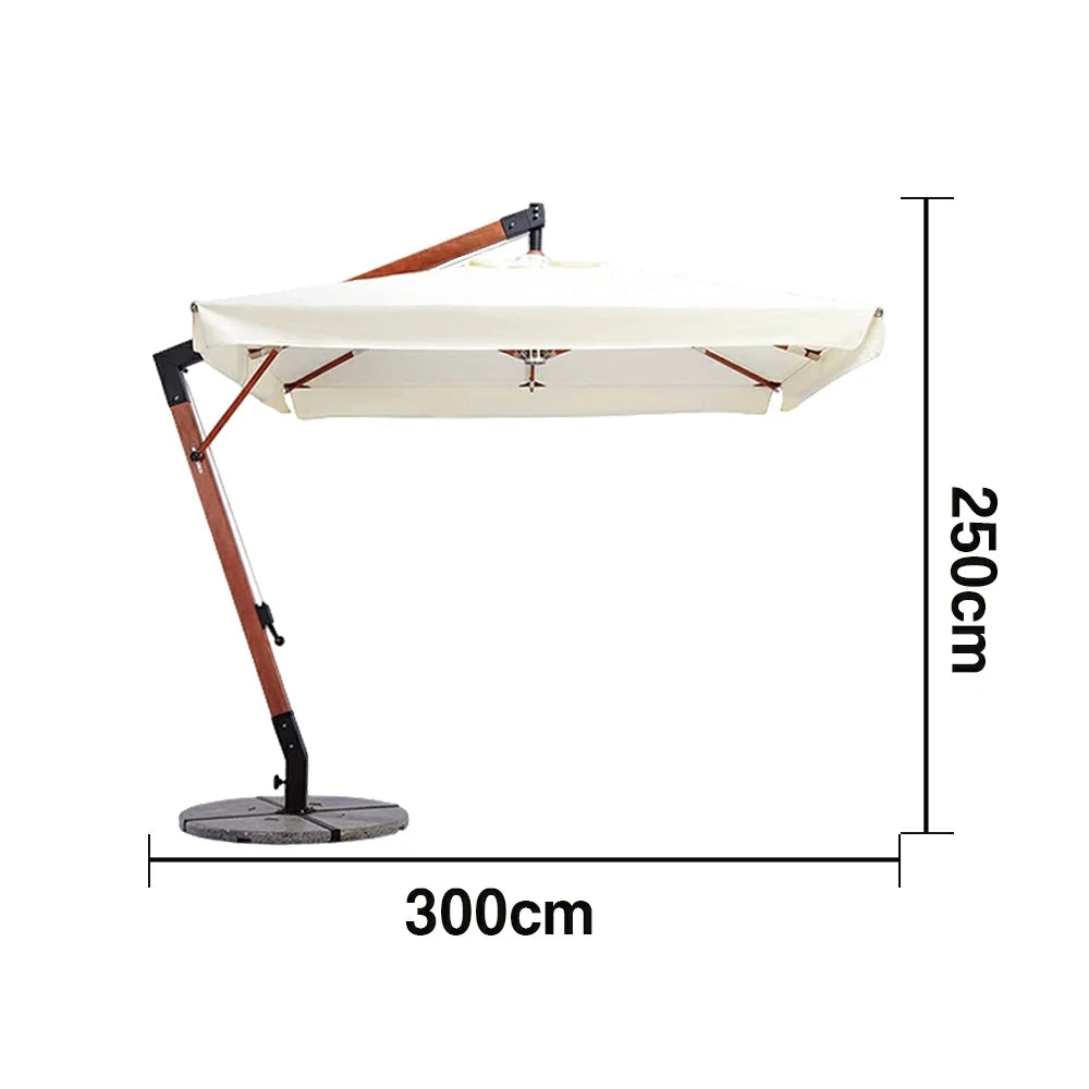 SOLARA Outdoor Patio Umbrella - 250/300cm Square Canopy Standard Version with Reinforced 8-Rib Design, Adjustable Cantilever Arm, Sunshade & Rain Protection - Beige