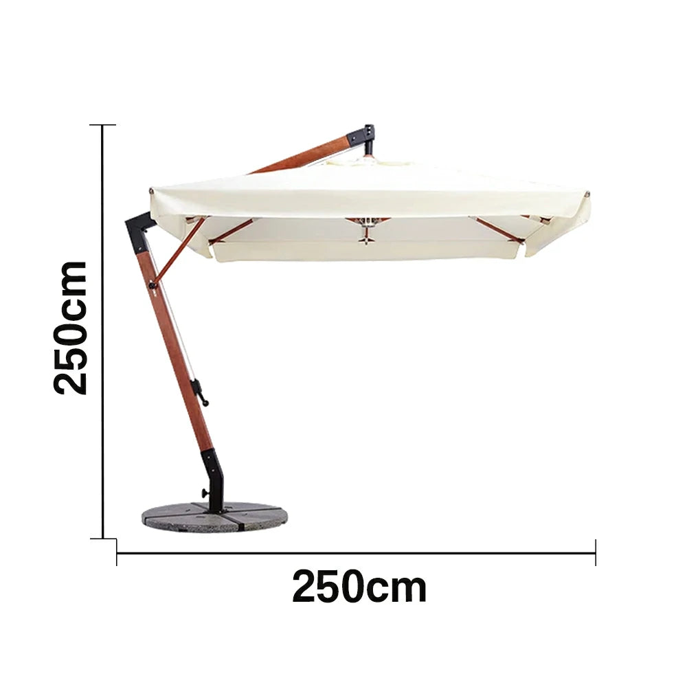 SOLARA Outdoor Patio Umbrella - 250/300cm Square Canopy Standard Version with Reinforced 8-Rib Design, Adjustable Cantilever Arm, Sunshade & Rain Protection - Beige