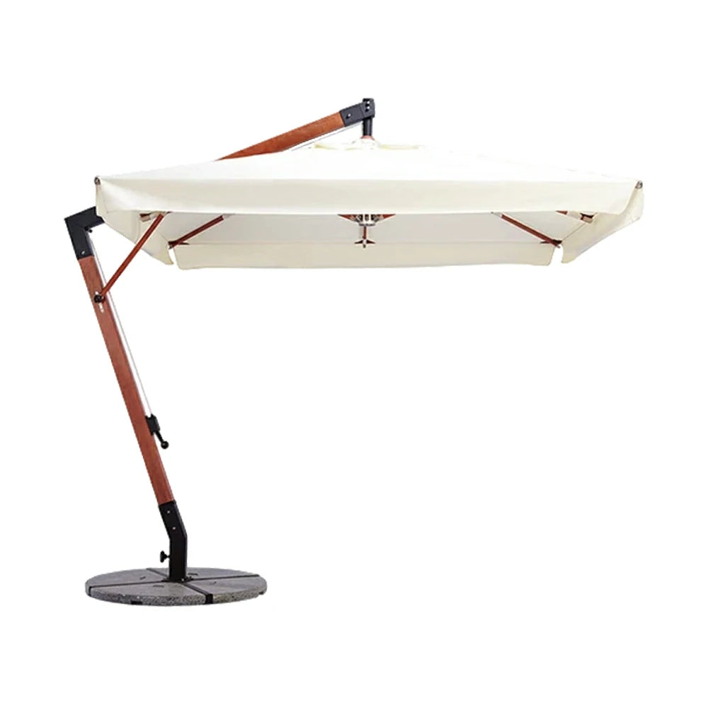 SOLARA Outdoor Patio Umbrella - 250/300cm Square Canopy Standard Version with Reinforced 8-Rib Design, Adjustable Cantilever Arm, Sunshade & Rain Protection - Beige