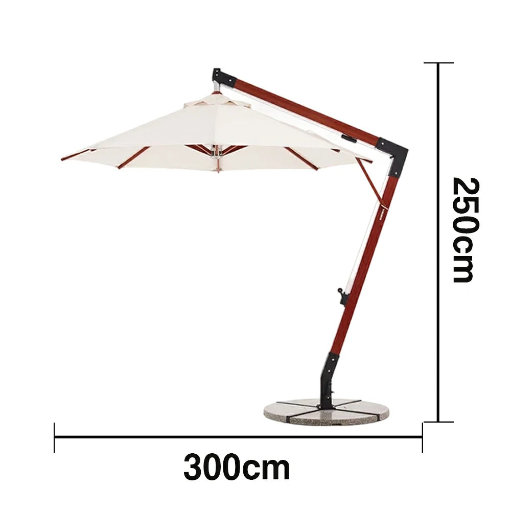 SOLARA Outdoor Patio Umbrella - 250/300cm Round Canopy Model Standard Version with Reinforced 8-Rib Design, Adjustable Cantilever Arm, Sunshade & Rain Protection - Beige