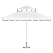 SOLARA Outdoor Patio Umbrella - 250/270cm Round Double-Layer Canopy with Decorative Valance, Enhanced Ventilation & Wind Resistance, Sunshade & Rain Protection, 20kg Marble Base Included - White