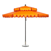 SOLARA Outdoor Patio Umbrella - 250/270cm Round Double-Layer Canopy with Decorative Valance, Enhanced Ventilation & Wind Resistance, Sunshade & Rain Protection, 20kg Marble Base Included - Orange