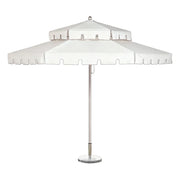 SOLARA Outdoor Patio Umbrella - 250/270cm Round Double-Layer Canopy with French Scalloped Valance, Enhanced Ventilation & Wind Resistance, Sunshade & Rain Protection, 20kg Marble Base Included - White