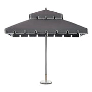 SOLARA Outdoor Patio Umbrella - 250/270cm Round Double-Layer Canopy with French Scalloped Valance, Enhanced Ventilation & Wind Resistance, Sunshade & Rain Protection, 20kg Marble Base Included - Grey