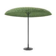 SOLARA Outdoor Wicker Patio Umbrella - 240/260cm Round Handwoven Canopy with Wind-Resistant Design, UV Sunshade & Rain Protection, Garden Resort Style - Green