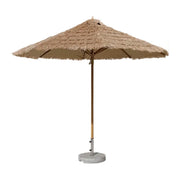 SOLARA Outdoor Thatched Patio Umbrella - 250/270cm Single-Tier Canopy with Realistic Thatch Design, Sunshade & Rain Protection, 30kg Marble Base Included - Natural