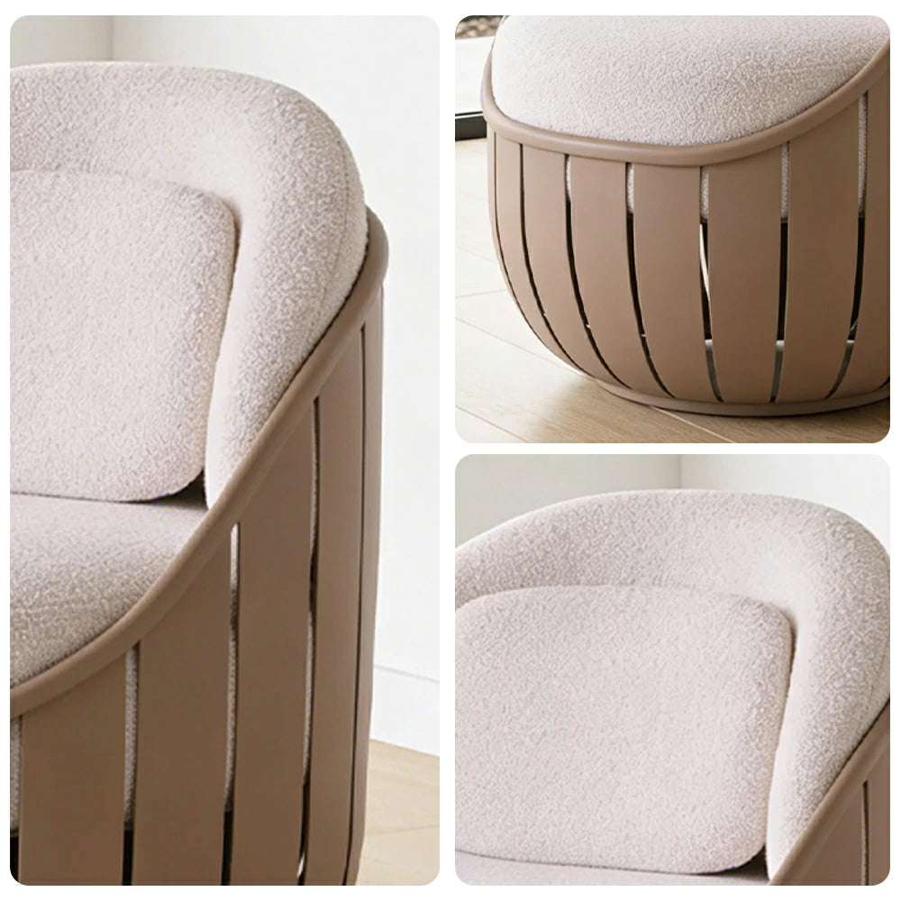 SOLARA Outdoor Single Lounge Chair - Waterproof Fabric Cushion, High-Density Foam Filling, Aluminium Frame, UV-Resistant Patio Sofa - Beige