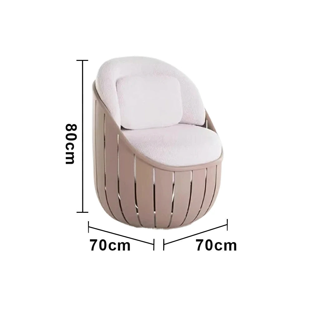 SOLARA Outdoor Single Lounge Chair - Waterproof Fabric Cushion, High-Density Foam Filling, Aluminium Frame, UV-Resistant Patio Sofa - Beige