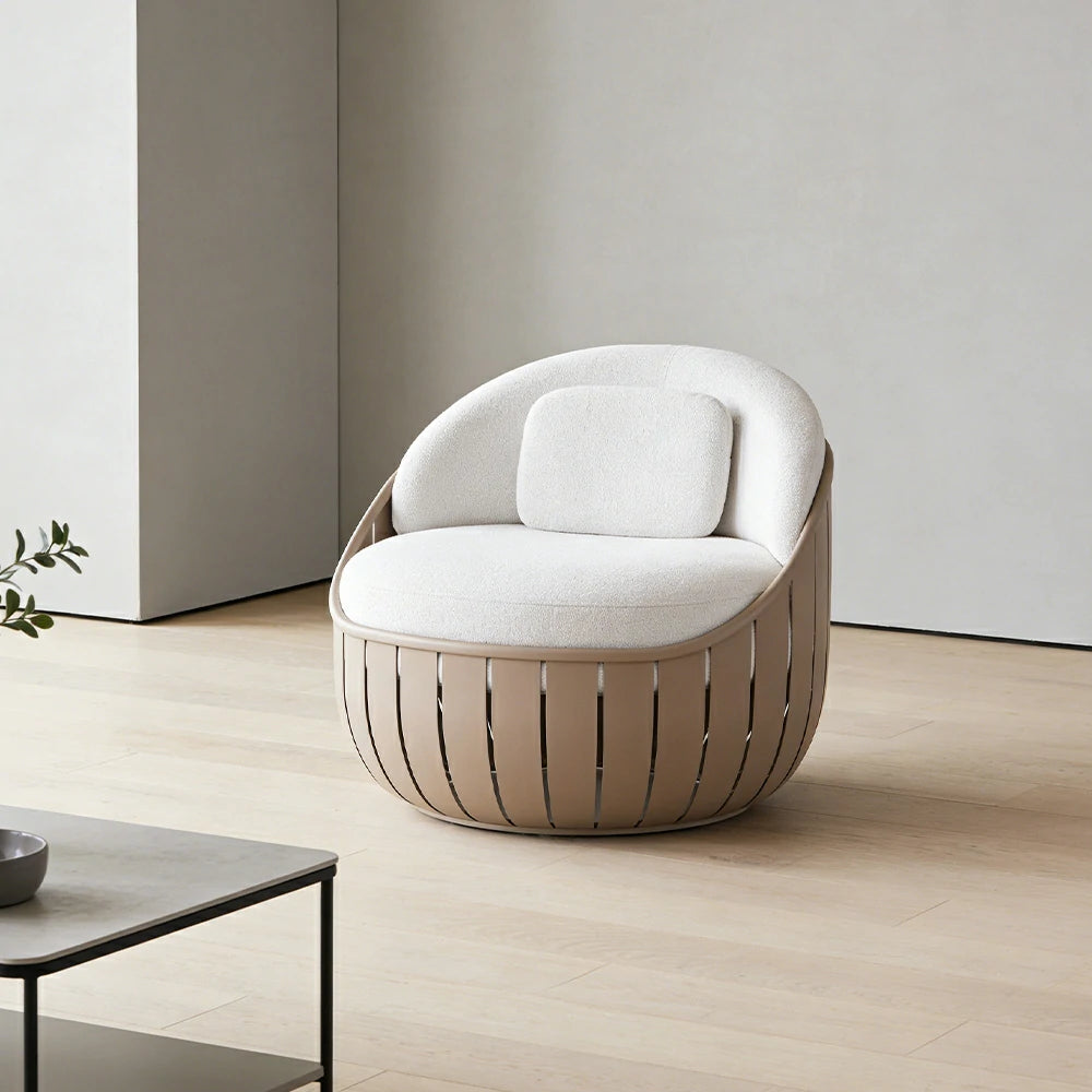 SOLARA Outdoor Single Sofa - Waterproof Fabric Cushion, High-Density Foam Filling, Aluminium Frame, UV-Resistant Lounge Chair - Taupe