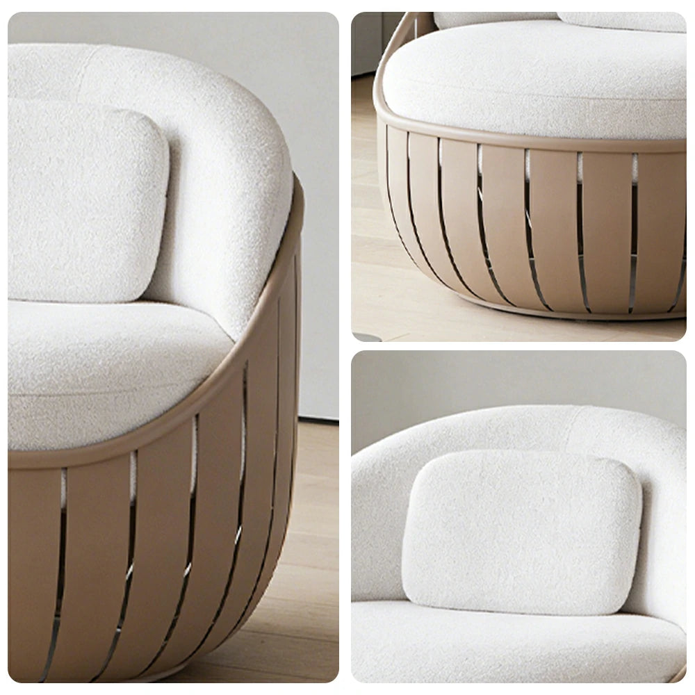 SOLARA Outdoor Single Sofa - Waterproof Fabric Cushion, High-Density Foam Filling, Aluminium Frame, UV-Resistant Lounge Chair - Taupe