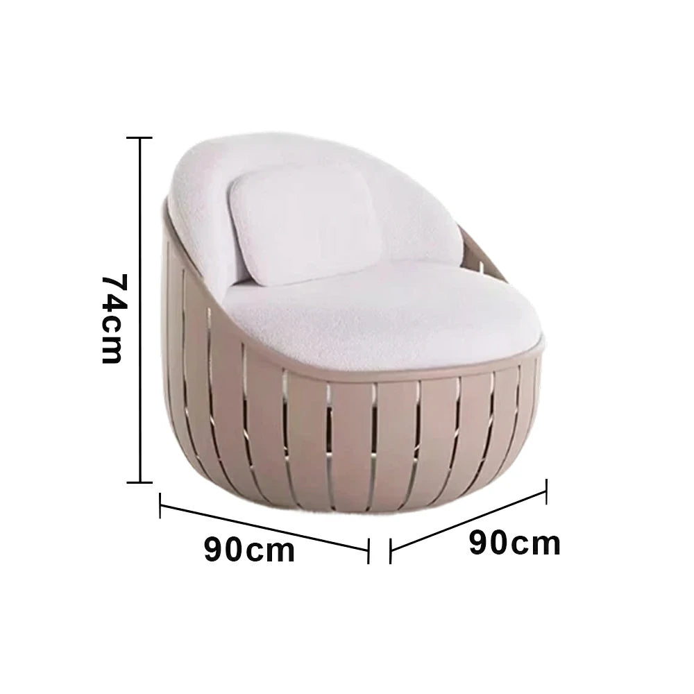 SOLARA Outdoor Single Sofa - Waterproof Fabric Cushion, High-Density Foam Filling, Aluminium Frame, UV-Resistant Lounge Chair - Taupe