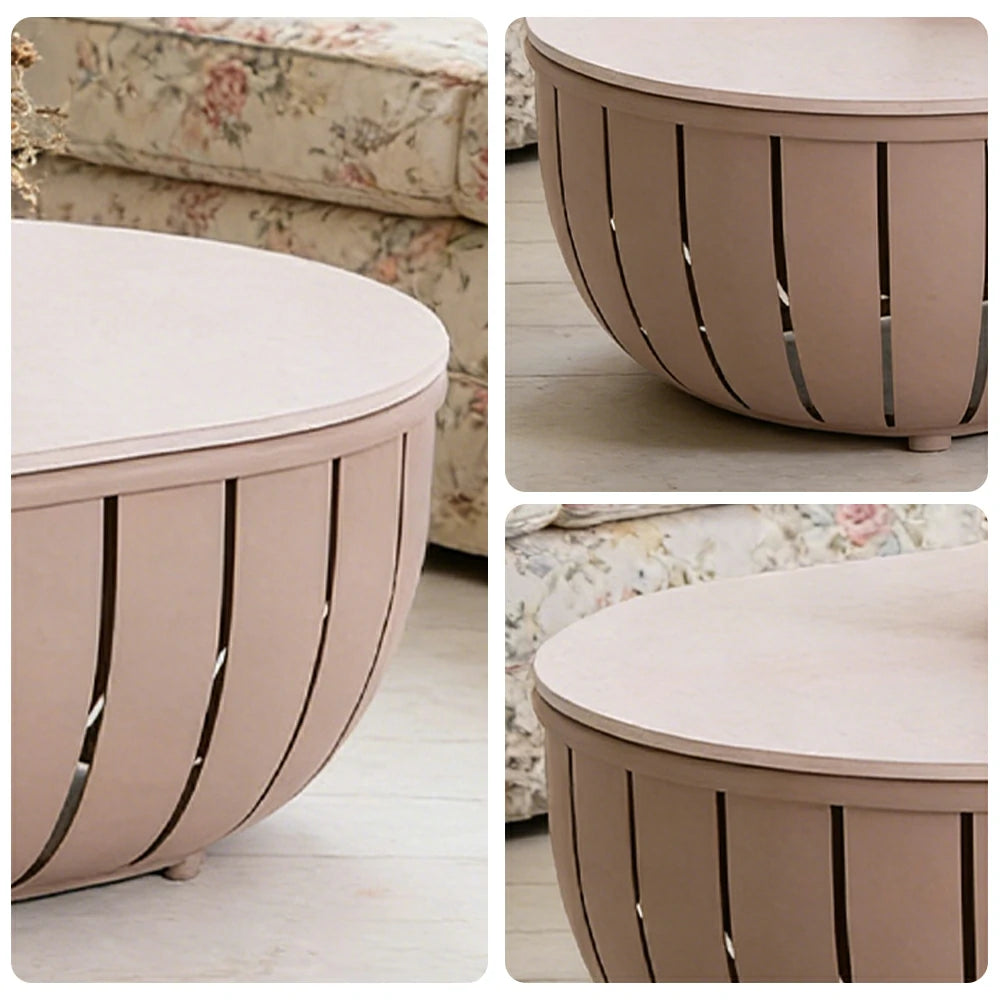 SOLARA Outdoor Oval Coffee Table - Waterproof & UV-Resistant Top, High-Temperature Coated Frame, Modern Patio Design - Taupe