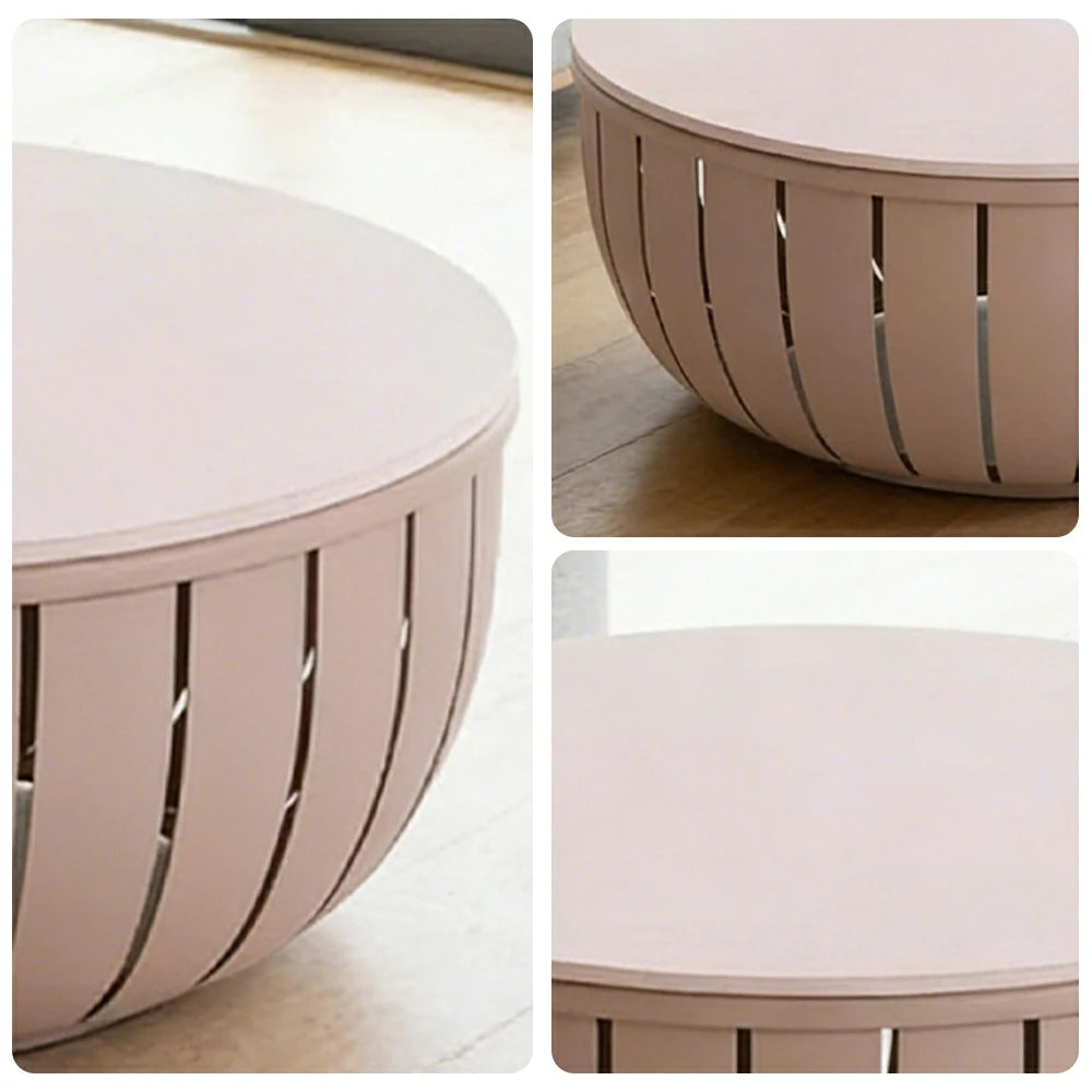 SOLARA Outdoor Round Coffee Table - Waterproof & UV-Resistant Top, High-Temperature Coated Frame, Modern Patio Design - Taupe