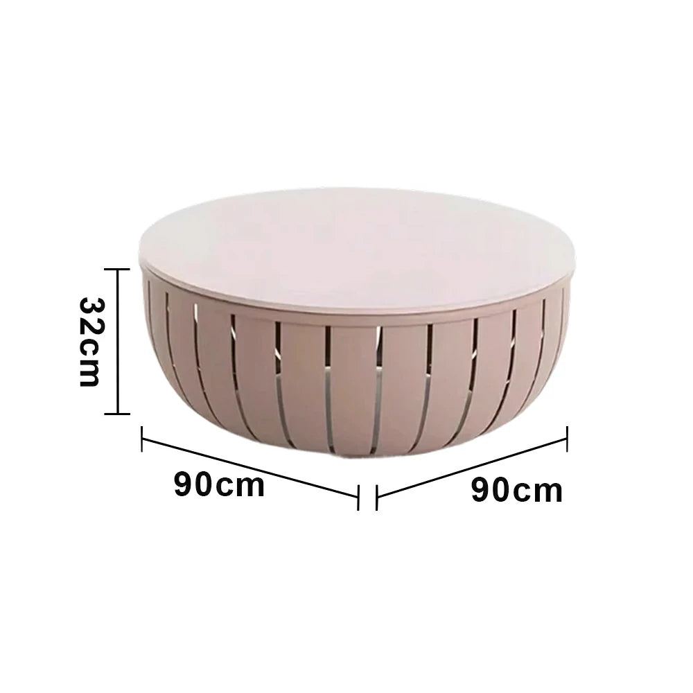 SOLARA Outdoor Round Coffee Table - Waterproof & UV-Resistant Top, High-Temperature Coated Frame, Modern Patio Design - Taupe