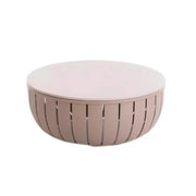SOLARA Outdoor Round Coffee Table - Waterproof & UV-Resistant Top, High-Temperature Coated Frame, Modern Patio Design - Taupe