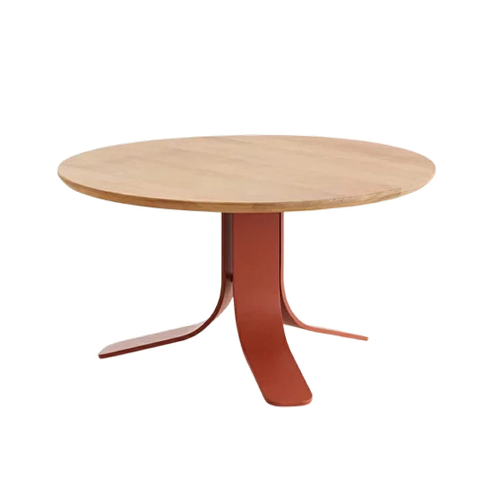 SOLARA Outdoor Round Coffee Table - Solid Teak Wood Top, Aluminium Alloy Base, Weather-Resistant Modern Patio Design - Natural