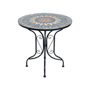SOLARA 65/80cm Outdoor Table - Weather Resistant Patio Table with Mosaic Tile Top and Heavy Duty Steel Frame - Black