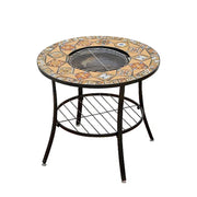SOLARA 80/100cm Outdoor Fire Pit Table - 3 in 1 BBQ Grill Table with Stainless Steel Grill and Ceramic Tile Surface