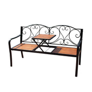 SOLARA Outdoor Patio Bench - Lift Up Table Convertible Bench with Durable Metal Frame, Vintage Garden Design