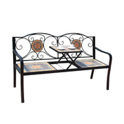 SOLARA Outdoor Garden Bench with Lift Up Table - Convertible Patio Bench with Metal Frame and Vintage Design