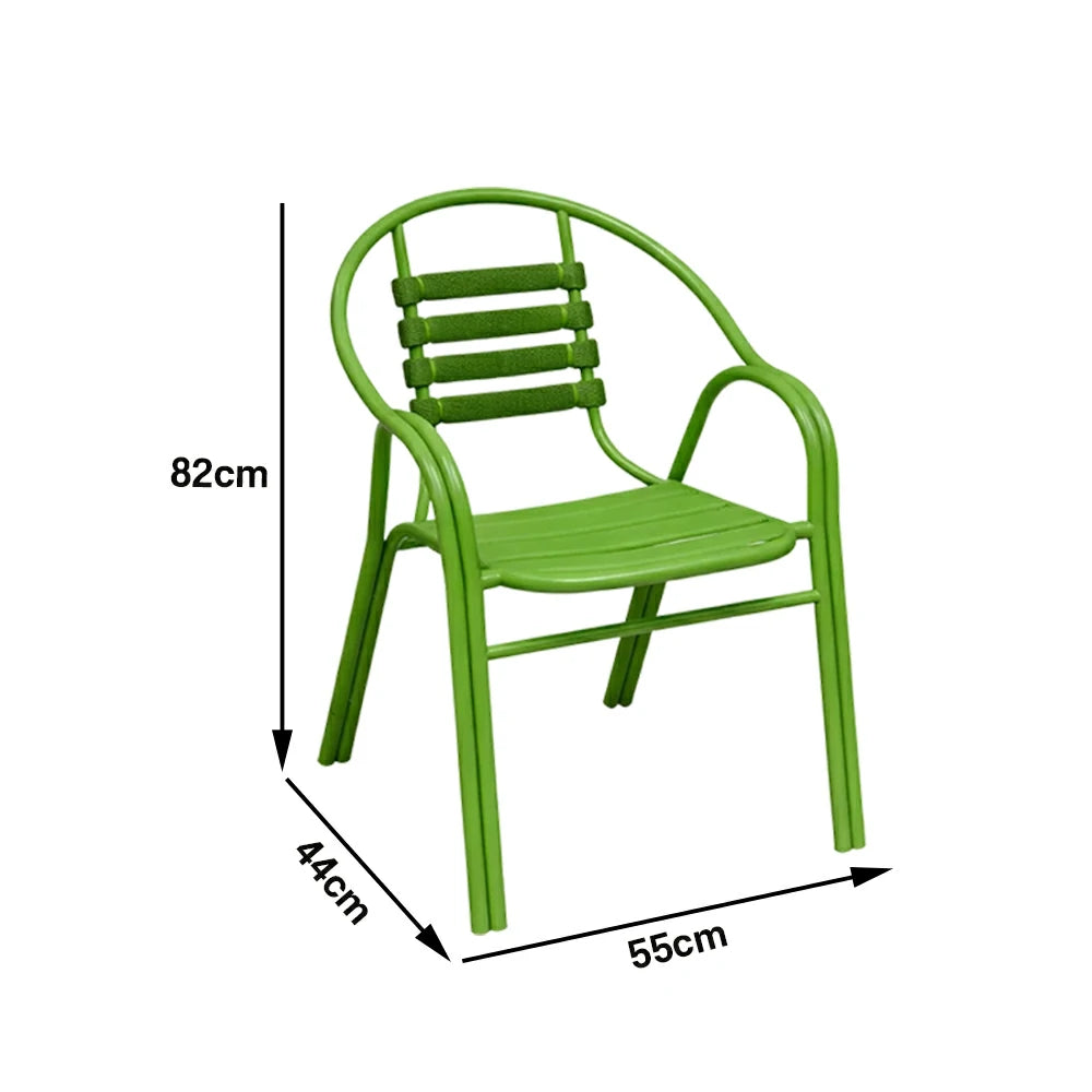 SOLARA Outdoor Patio Chairs Set of 2 - Weather Resistant Garden Chairs with Breathable Slatted Seat and Durable Steel Frame - Green