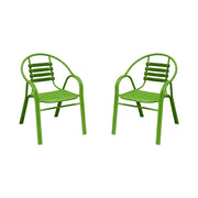 SOLARA Outdoor Patio Chairs Set of 2 - Weather Resistant Garden Chairs with Breathable Slatted Seat and Durable Steel Frame - Green