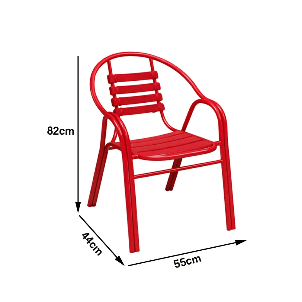 SOLARA Outdoor Patio Chairs Set of 2 - Weather Resistant Garden Chairs with Breathable Slatted Seat and Durable Steel Frame - Red