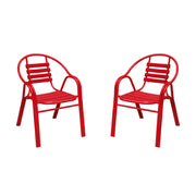 SOLARA Outdoor Patio Chairs Set of 2 - Weather Resistant Garden Chairs with Breathable Slatted Seat and Durable Steel Frame - Red