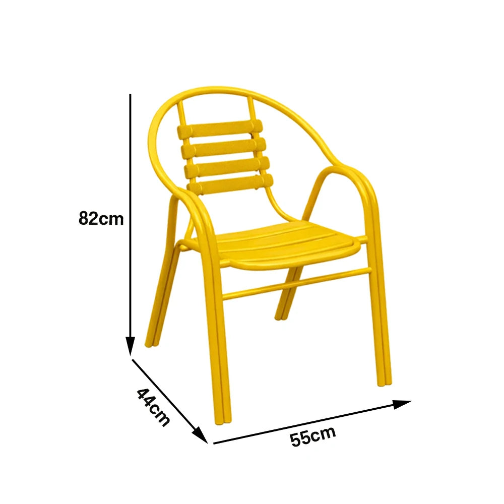 SOLARA Outdoor Patio Chairs Set of 2 - Weather Resistant Garden Chairs with Breathable Slatted Seat and Durable Steel Frame - Yellow