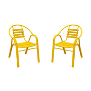 SOLARA Outdoor Patio Chairs Set of 2 - Weather Resistant Garden Chairs with Breathable Slatted Seat and Durable Steel Frame - Yellow