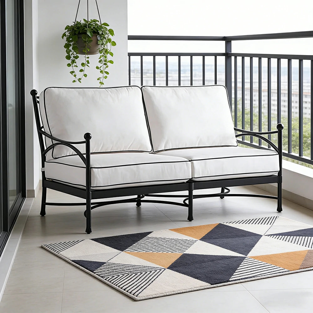 SOLARA 2 Seater Outdoor Sofa - Quick Dry Patio Sofa with Ergonomic Backrest, Breathable Fabric and Aluminium Alloy Frame