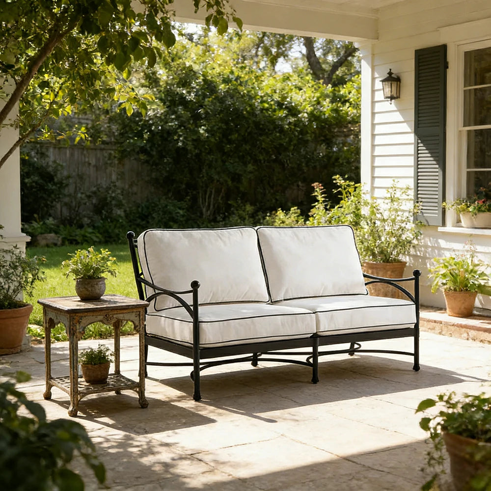 SOLARA 2 Seater Outdoor Sofa - Quick Dry Patio Sofa with Ergonomic Backrest, Breathable Fabric and Aluminium Alloy Frame