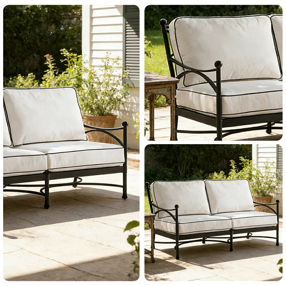 SOLARA 2 Seater Outdoor Sofa - Quick Dry Patio Sofa with Ergonomic Backrest, Breathable Fabric and Aluminium Alloy Frame