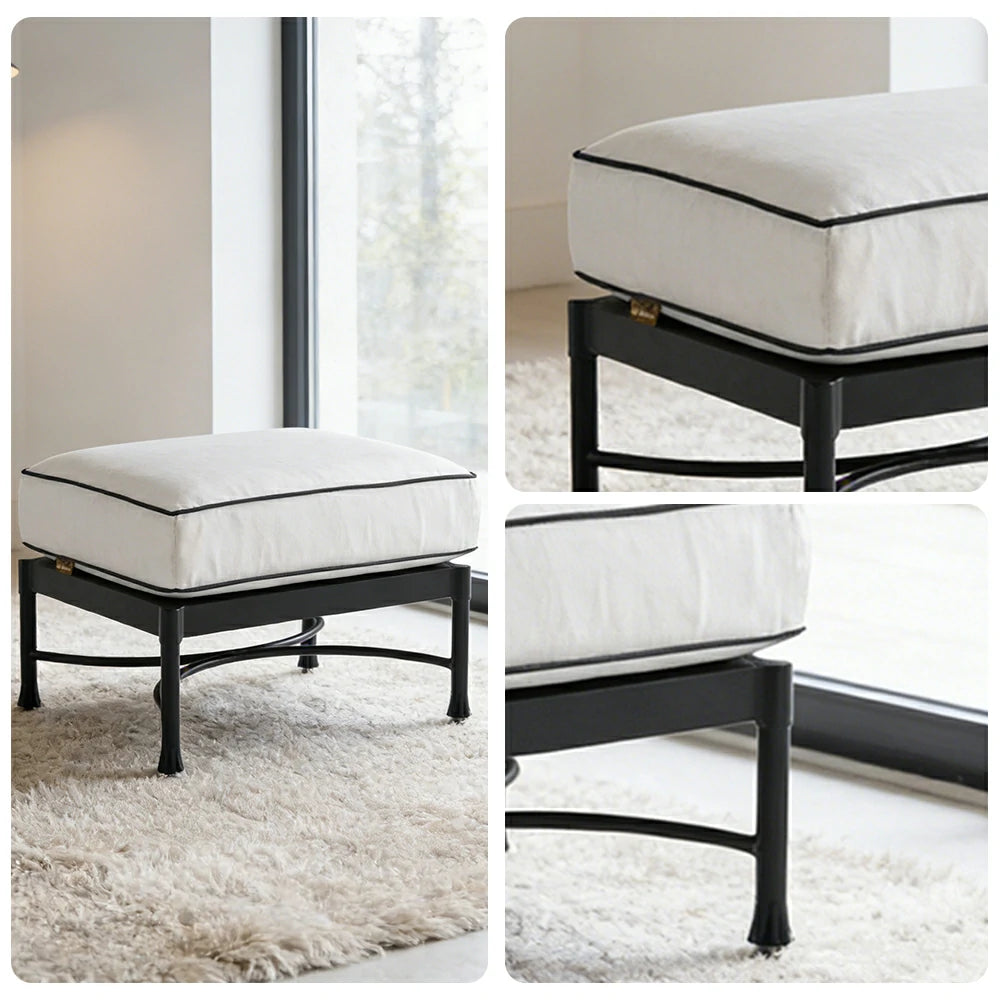 SOLARA Outdoor Footstool - Quick Dry Patio Footrest with Breathable Fabric and Aluminium Alloy Frame