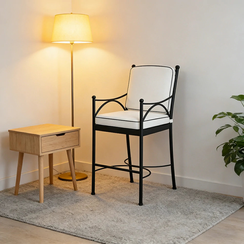 SOLARA Outdoor Bar Chair - Quick Dry Patio Bar Stool with Ergonomic Backrest, Breathable Fabric and Aluminium Alloy Frame