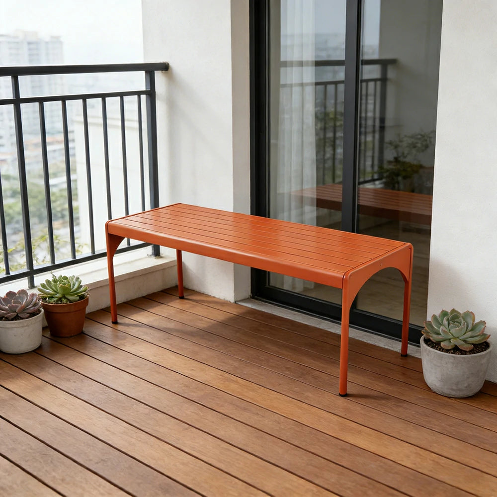 SOLARA 120/160/200cm Outdoor Dining Table - Lightweight, Durable Aluminium Frame, Powder-Coated Finish, Reinforced Legs & Rounded Corners - Garden/Patio Use - Orange
