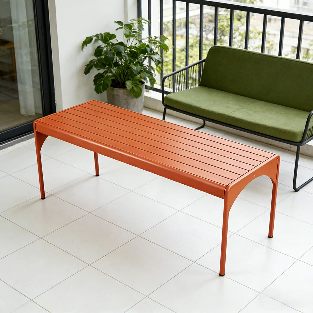 SOLARA 120/160/200cm Outdoor Dining Table - Lightweight, Durable Aluminium Frame, Powder-Coated Finish, Reinforced Legs & Rounded Corners - Garden/Patio Use - Orange