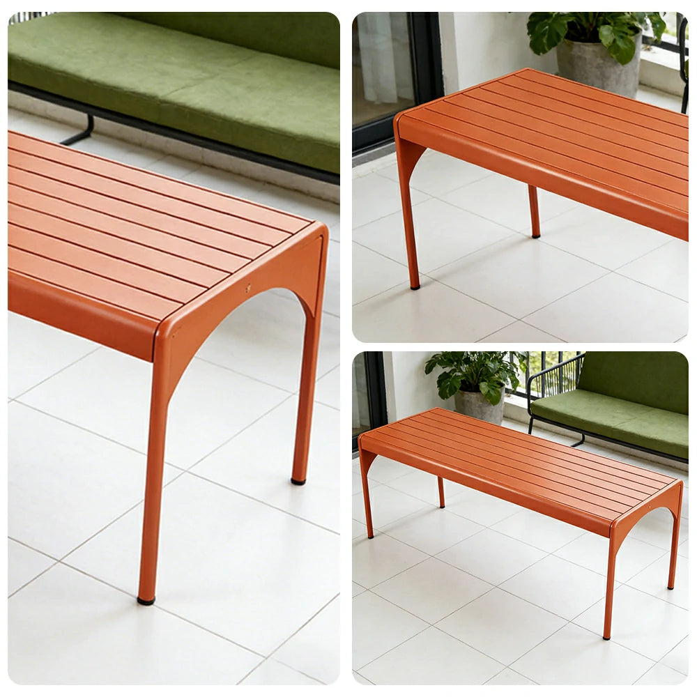 SOLARA 120/160/200cm Outdoor Dining Table - Lightweight, Durable Aluminium Frame, Powder-Coated Finish, Reinforced Legs & Rounded Corners - Garden/Patio Use - Orange
